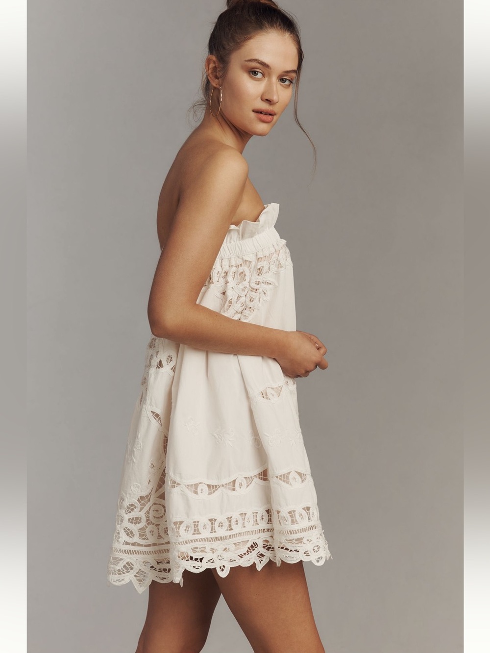 Anthropologie Maeve Strapless Lace Mini Dress Medium NWT - Picture 6 of 6